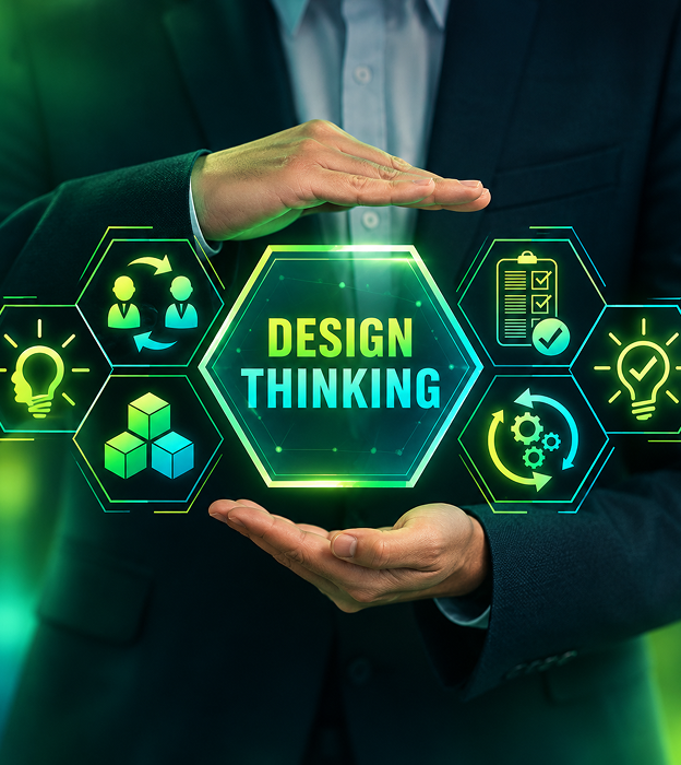 A design thinking board capturing the process.